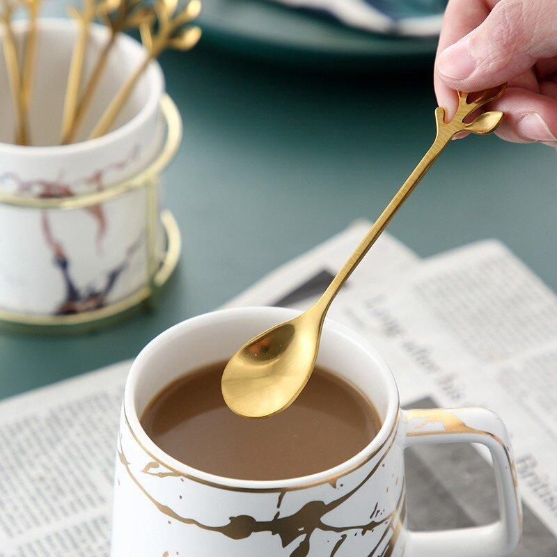AINNA Gold Silver Stainless steel cutlery soup service spoon coffee steak knife fork western tableware Dinner 10 sen Kitchenware - Ainna Store