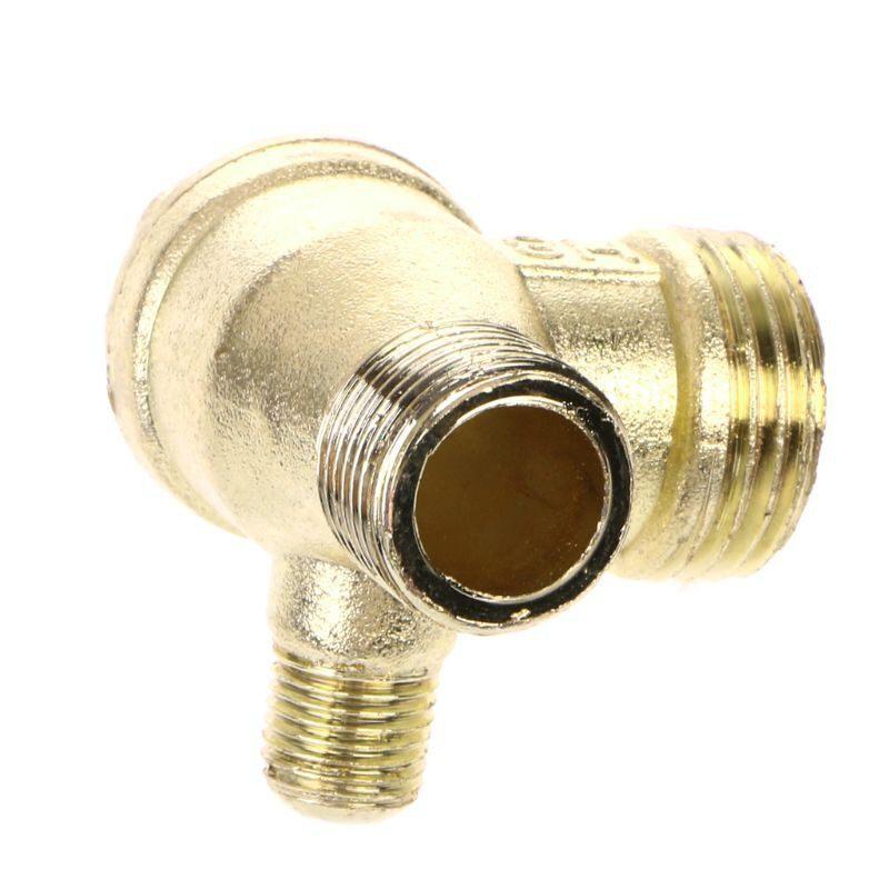 AINNA Male Thread 3 Way Metal Air Compressor Check Valve Gold Tone - Ainna Store