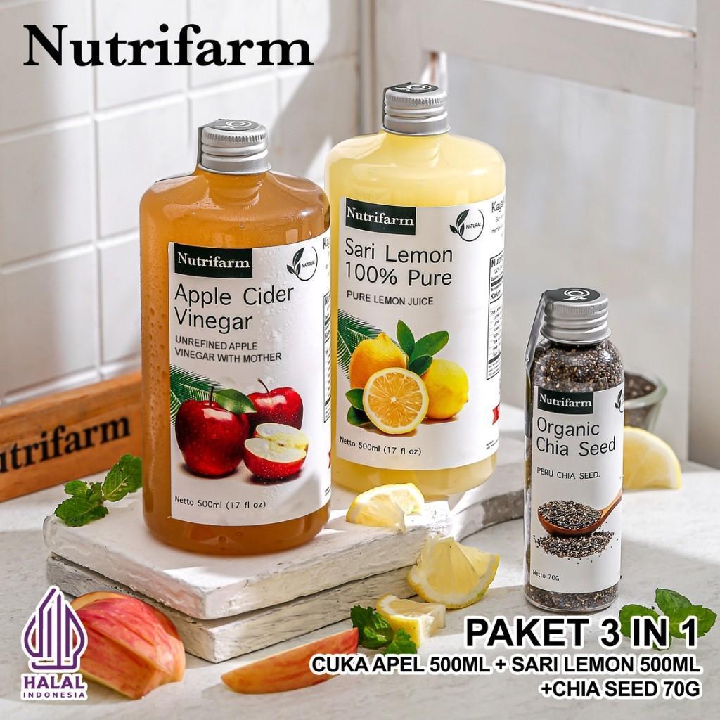 Cuka Apel Organik 3 in 1 Lemon Chia Seed 500ml