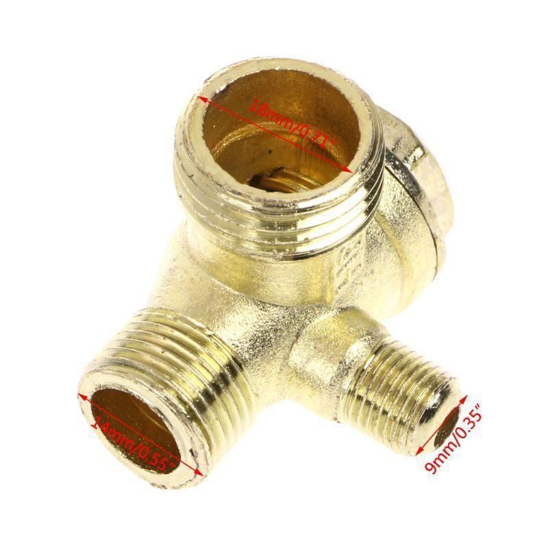 AINNA Male Thread 3 Way Metal Air Compressor Check Valve Gold Tone - Ainna Store