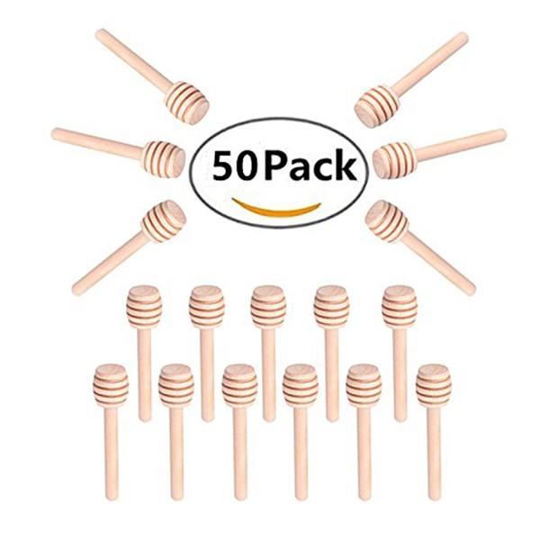 50-Pack of Mini 3-Inch Natural Wood Honey Dipper Sticks Cutlery Kitchenware - Ainna Store