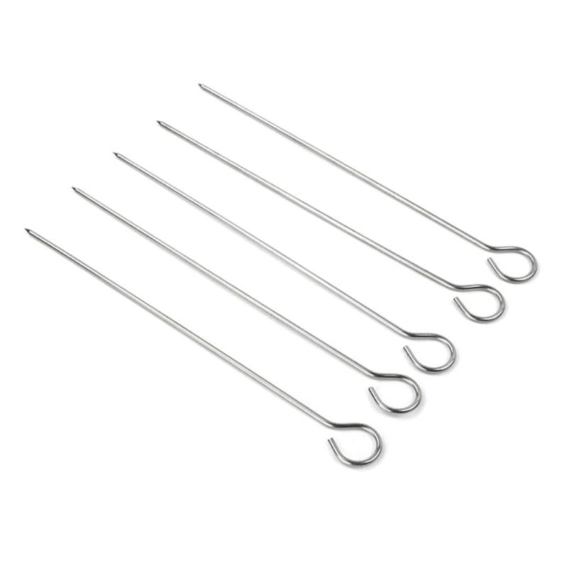 Stainless Steel BBQ Skewers Needle with Rack Grill Holder for Camping Gathering Party Roasting Barbecue Tools Accessori Silver Kitchenware - Ainna Store