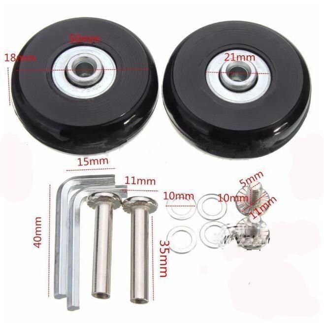 Ready Stock 2 Sets Roda Luggage Wheels Replacement Suitcase Wheels Repair OD 50mm Axles Deluxe Repair Luggage Roller Bags Shark - Ainna Store