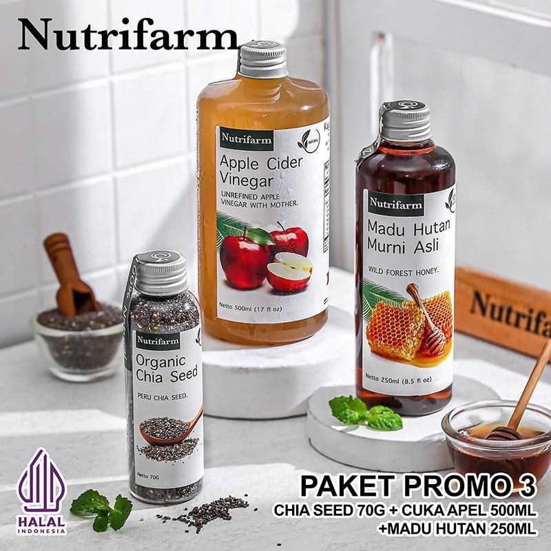 Paket Nutrifarm 3in1 AINNA Cuka Apel Madu Hutan Chia Seed