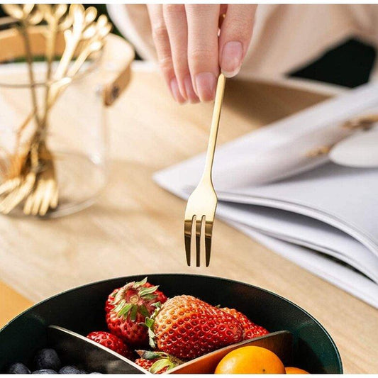 AINNA Gold Silver Stainless steel cutlery soup service spoon coffee steak knife fork western tableware Dinner 10 sen Kitchenware - Ainna Store