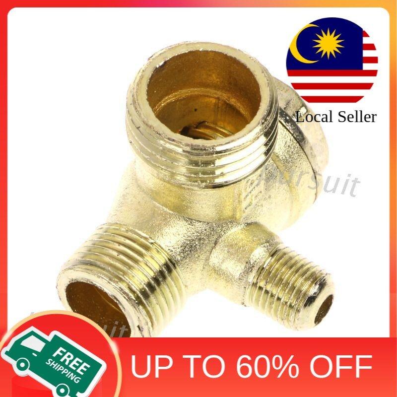 AINNA Male Thread 3 Way Metal Air Compressor Check Valve Gold Tone - Ainna Store