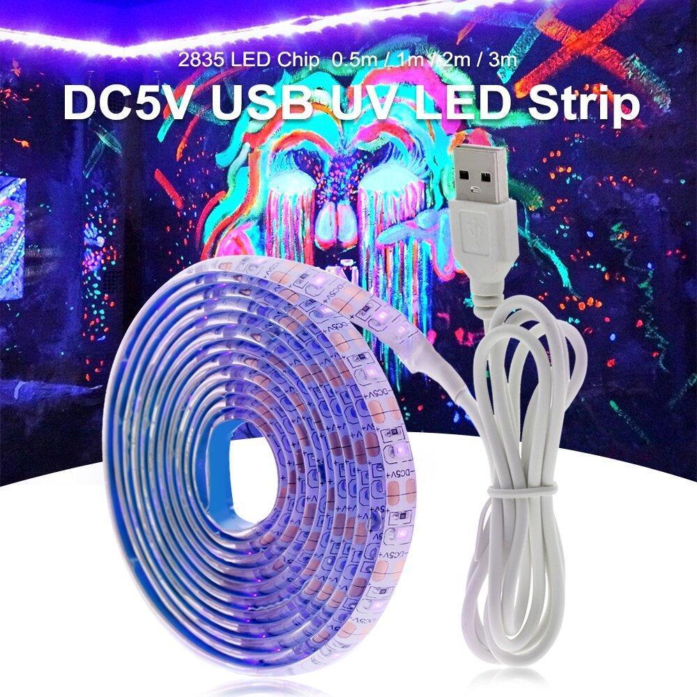 AINNA UV LED Strip Light 5V DC 2835 0.5M 1M 2M Waterproof Purple Ribbon Ultraviolet USB Rope Tape f DJ Fluescence Home Lighting - Ainna Store