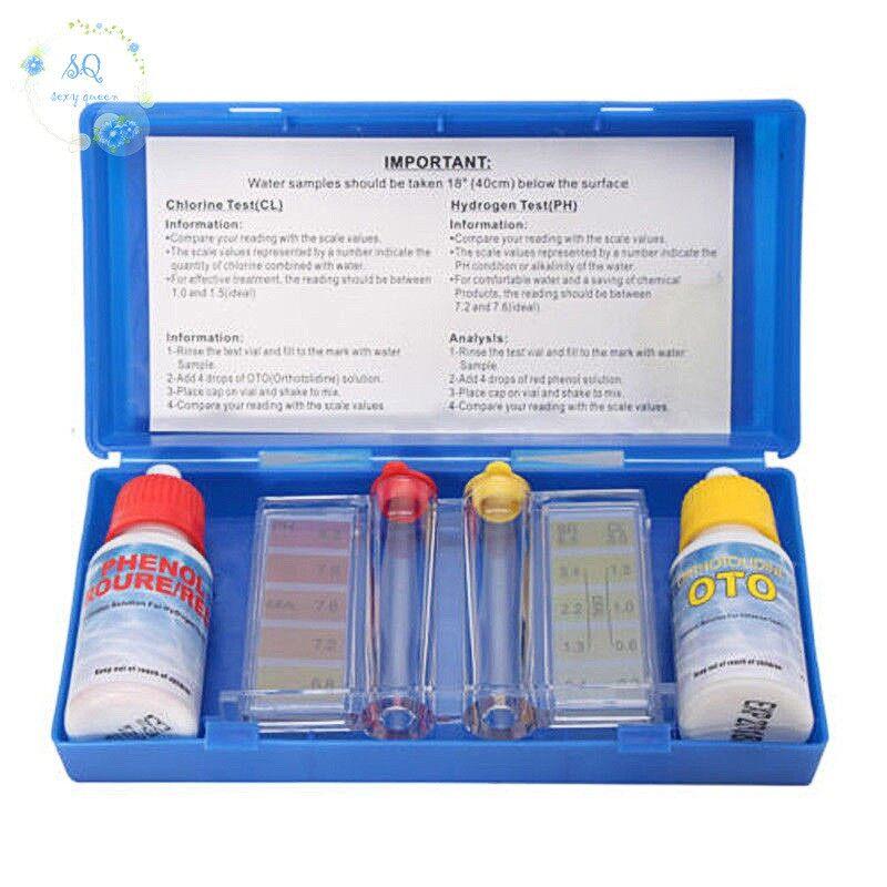 SQ PH Chlorine Water Quality Test Kit Swimming Pool Hydroponics Aquarium Tester Set SS 60 Hardware - Ainna Store