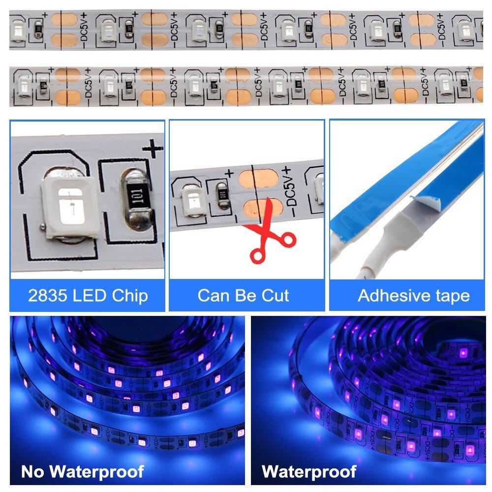 Lampu UV LED AINNA 5V DC 2835 0.5M 1M 2M – Tali USB Ultraviolet Purple Ribbon untuk DJ dan Pencahayaan Rumah - Ainna Store
