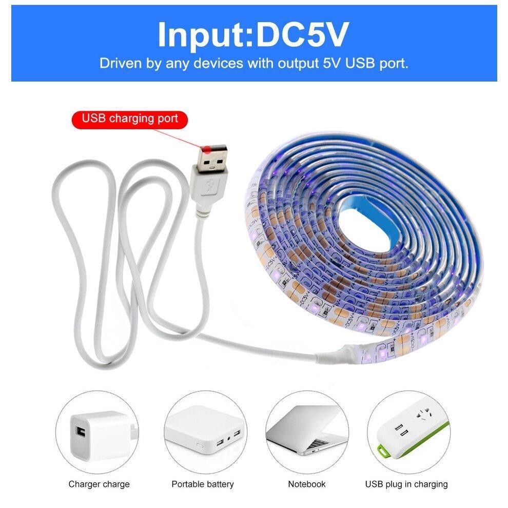 AINNA UV LED Strip Light 5V DC 2835 0.5M 1M 2M Waterproof Purple Ribbon Ultraviolet USB Rope Tape f DJ Fluescence Home Lighting - Ainna Store