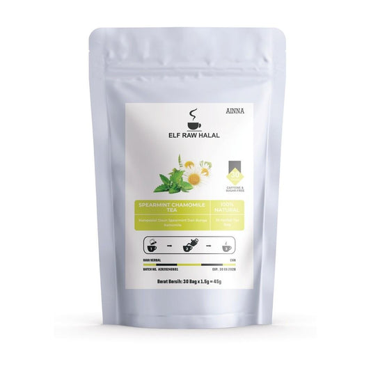 Teh Chamomile AINNA: Khasiat untuk PCOS & Isi 30 Bag -x1 Halba Halal Bebas Gula Tanpa Lemak Tepu Almari Minuman Teh spearmint tea - Ainna Store