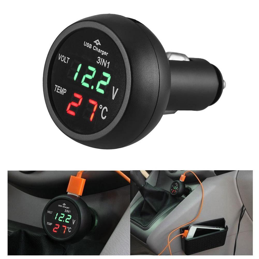 Transform Your Ride with AINNA 3-in-1 Car Digital Voltmeter, Thermometer & USB Charger - Ideal for 12/24V Vehicles! - Ainna Store