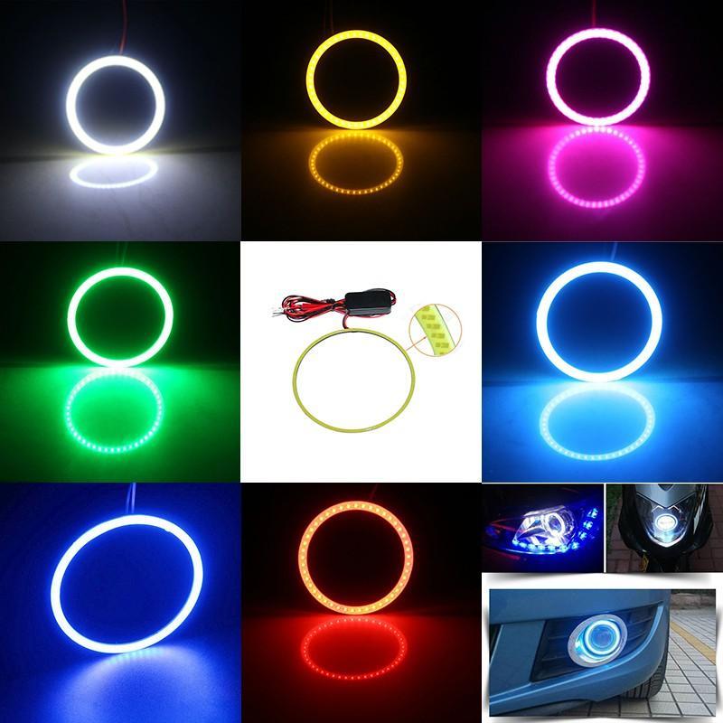 AINNA Multi-Color COB Angel Eyes Halo Rings Headlight untuk Kereta dan Motorsikal - 12-24V, Dalam 7 Saiz (60mm-120mm) Automotif - Ainna Store