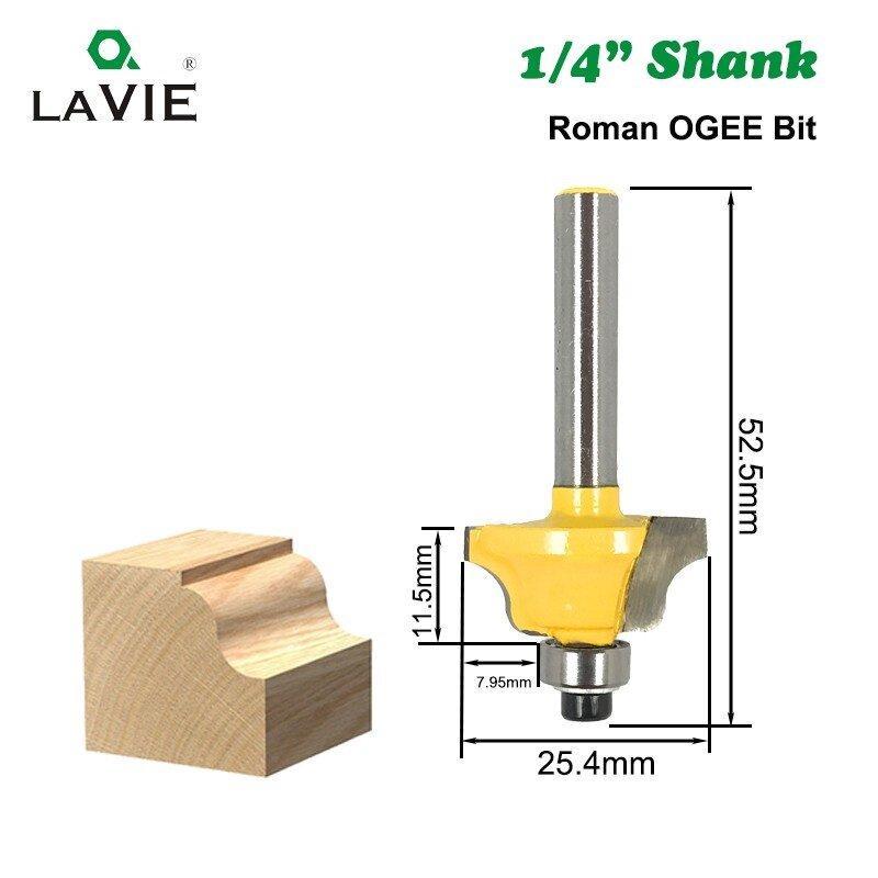 Set Pemotong Router 3-Piece: Bits Beading, Roman Ogee, dan Double Flute dengan Bearing, 1/4" Shank. Sesuai untuk Kerja Kayu! Alat Hardware AINNA - Ainna Store