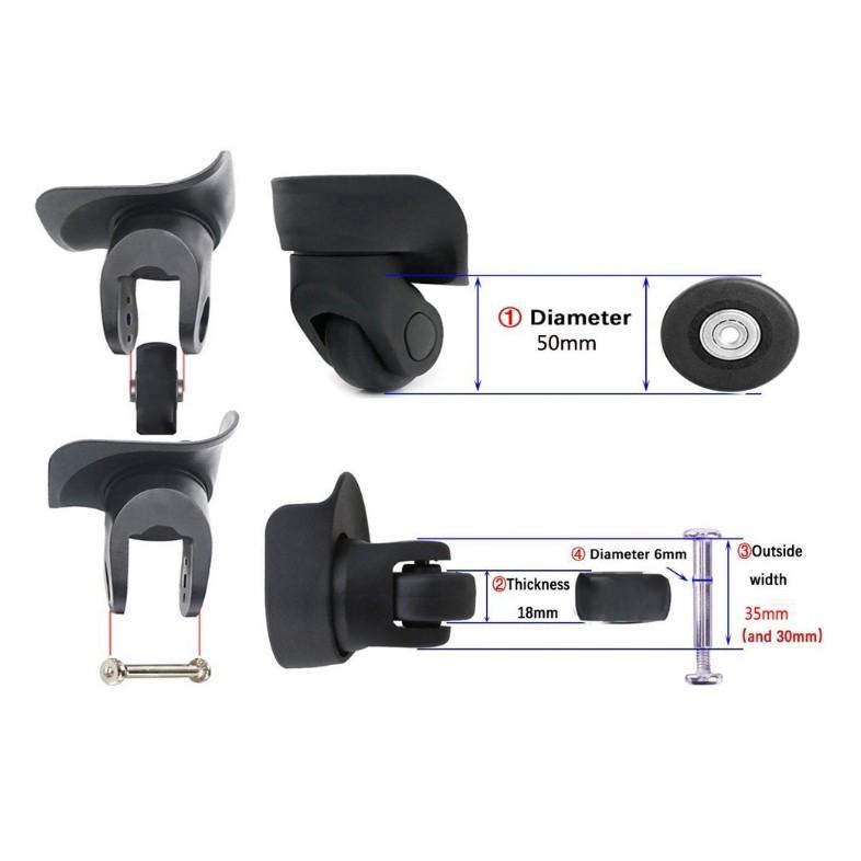 Ready Stock 2 Sets Roda Luggage Wheels Replacement Suitcase Wheels Repair OD 50mm Axles Deluxe Repair Luggage Roller Bags Shark - Ainna Store