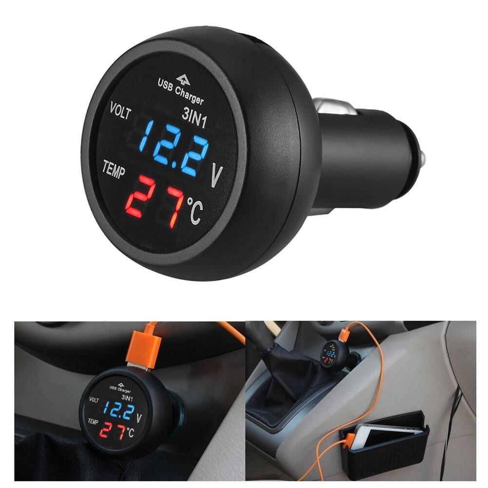 Transform Your Ride with AINNA 3-in-1 Car Digital Voltmeter, Thermometer & USB Charger - Ideal for 12/24V Vehicles! - Ainna Store