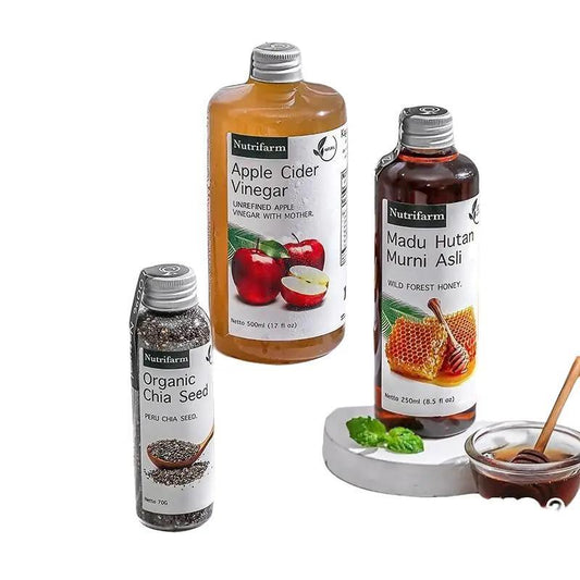 Paket Nutrifarm 3in1 AINNA Cuka Apel Madu Hutan Chia Seed