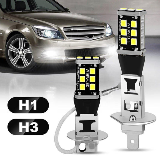 AINNA Lampu LED Fog Running Car & Motor Light Bright H1 H3 6000K Putih 12V  Bulb 15SMD 2835 Headlight Automotive Headlight - Ainna Store