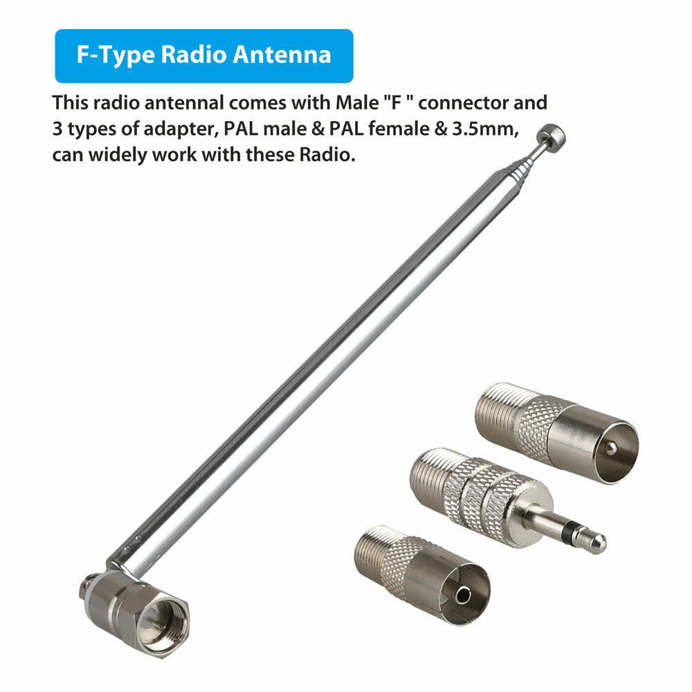 AINNA Antena Teleskopik FM 86-106MHz Gelombang 5V 10W dengan TV/3.5 Adapter F Jenis Radio 75 Ohm Aksesori Audio - Ainna Store