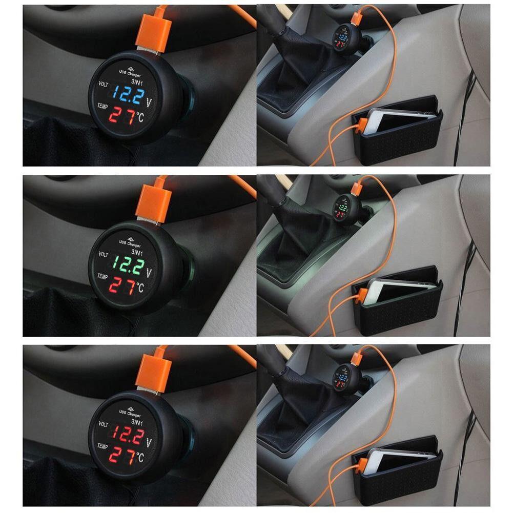 Transform Your Ride with AINNA 3-in-1 Car Digital Voltmeter, Thermometer & USB Charger - Ideal for 12/24V Vehicles! - Ainna Store