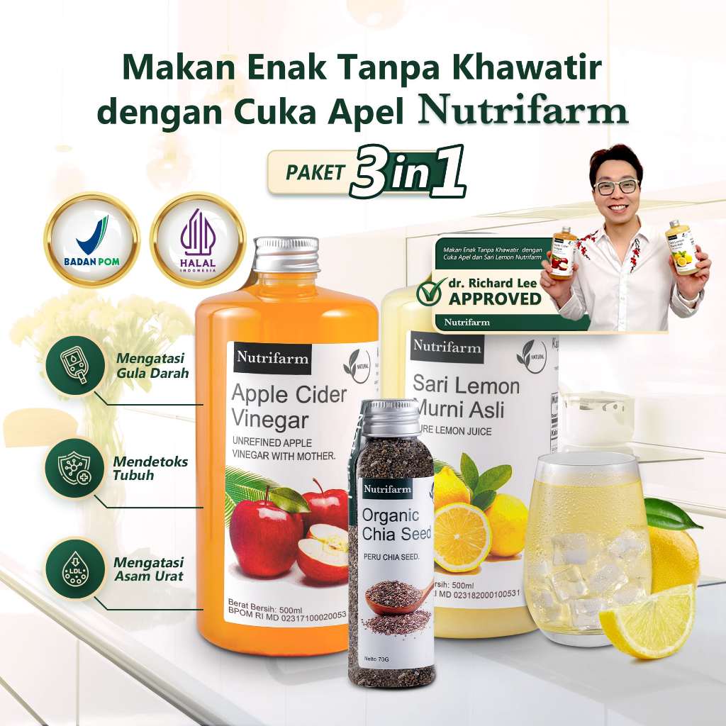 Pakej AINNA Apple Cider Vinegar, Lemon, dan Chia Seed untuk Kesihatan