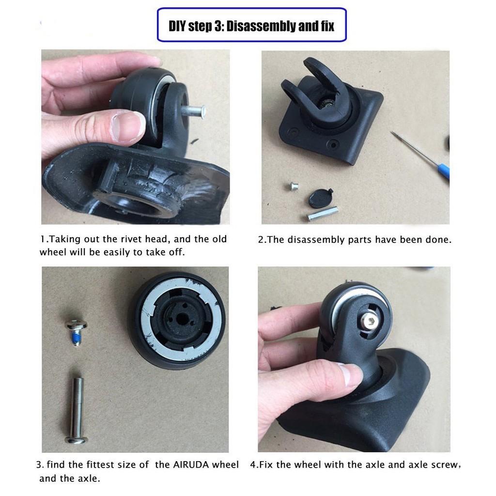 Ready Stock 2 Sets Roda Luggage Wheels Replacement Suitcase Wheels Repair OD 50mm Axles Deluxe Repair Luggage Roller Bags Shark - Ainna Store