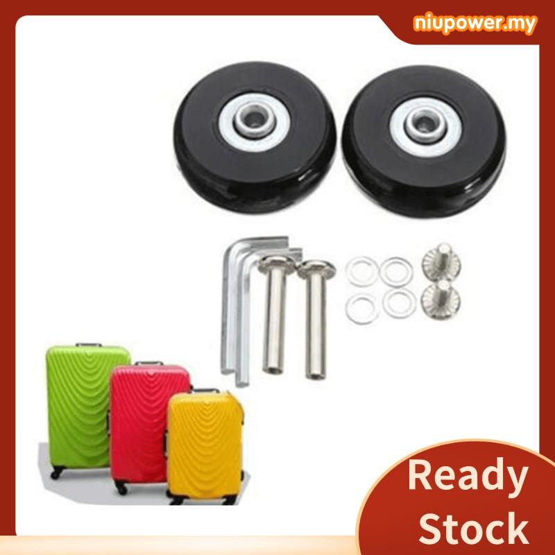 Ready Stock 2 Sets Roda Luggage Wheels Replacement Suitcase Wheels Repair OD 50mm Axles Deluxe Repair Luggage Roller Bags Shark - Ainna Store