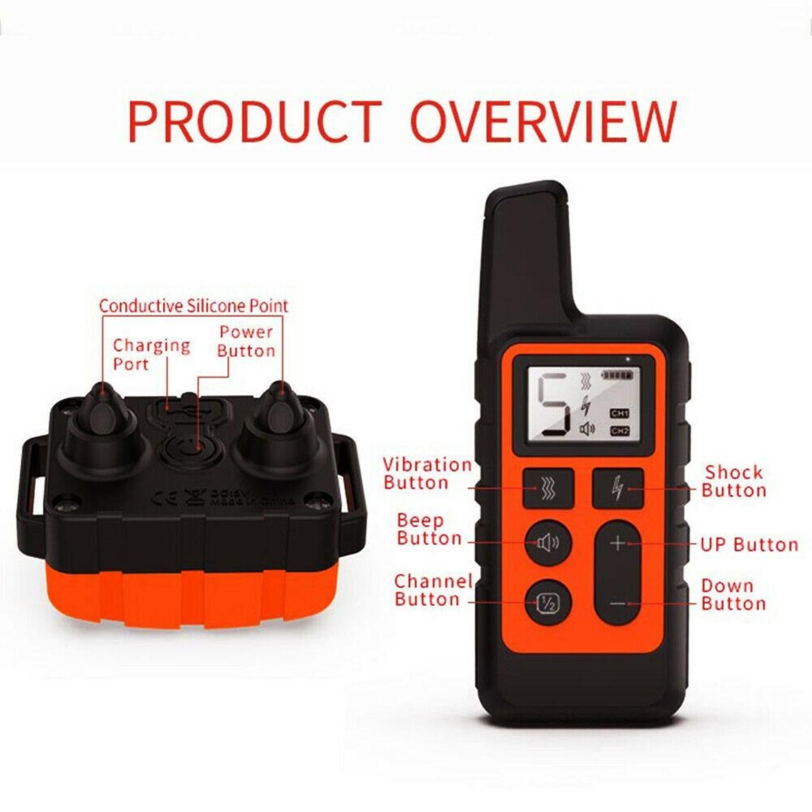 “AINNA 800M Remote Electric Shock Collar Pet Dog Training Anti Bark Rechargeable LCD SS 56” - Ainna Store