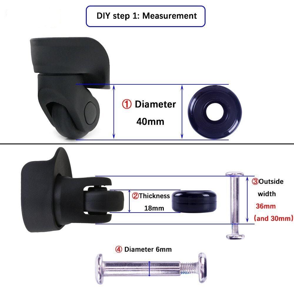 Ready Stock 2 Sets Roda Luggage Wheels Replacement Suitcase Wheels Repair OD 50mm Axles Deluxe Repair Luggage Roller Bags Shark - Ainna Store