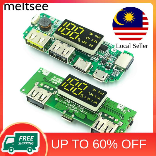 "AINNA Local-LED Dual USB 5V 2.4A 2A 1A Micro/Type-C USB Power Bank 18650 Charger Module - Ainna Store
