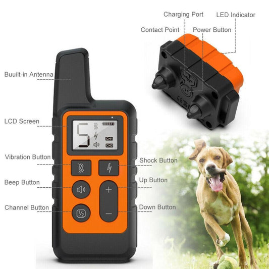 “AINNA 800M Remote Electric Shock Collar Pet Dog Training Anti Bark Rechargeable LCD SS 56” - Ainna Store