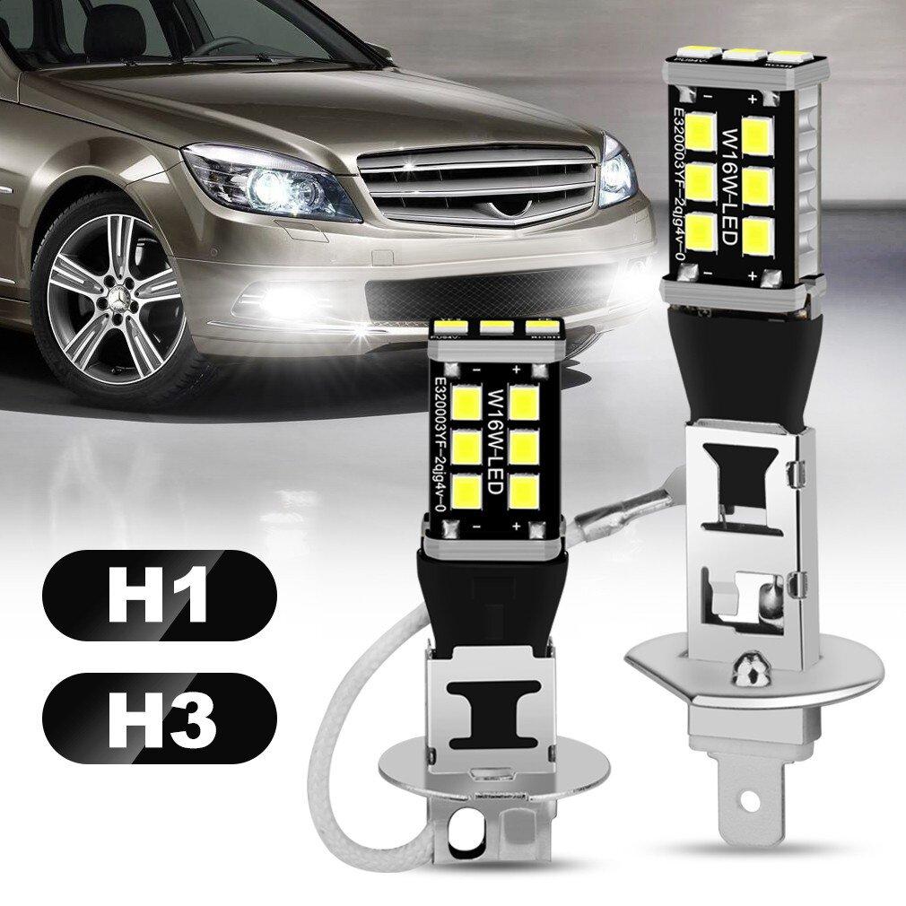 AINNA Lampu LED Fog Running Car & Motor Light Bright H1 H3 6000K Putih 12V  Bulb 15SMD 2835 Headlight Automotive Headlight - Ainna Store