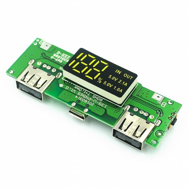 "AINNA Local-LED Dual USB 5V 2.4A 2A 1A Micro/Type-C USB Power Bank 18650 Charger Module - Ainna Store