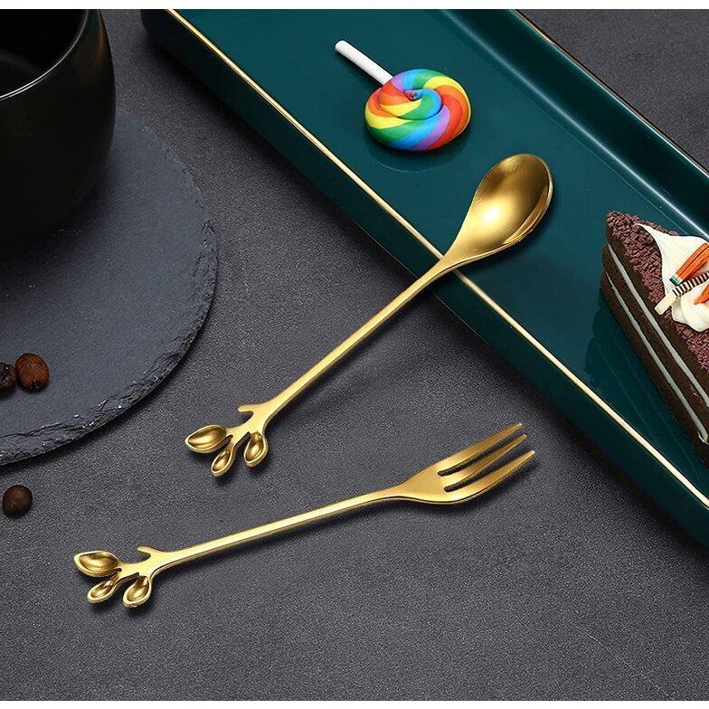 AINNA Gold Silver Stainless steel cutlery soup service spoon coffee steak knife fork western tableware Dinner 10 sen Kitchenware - Ainna Store