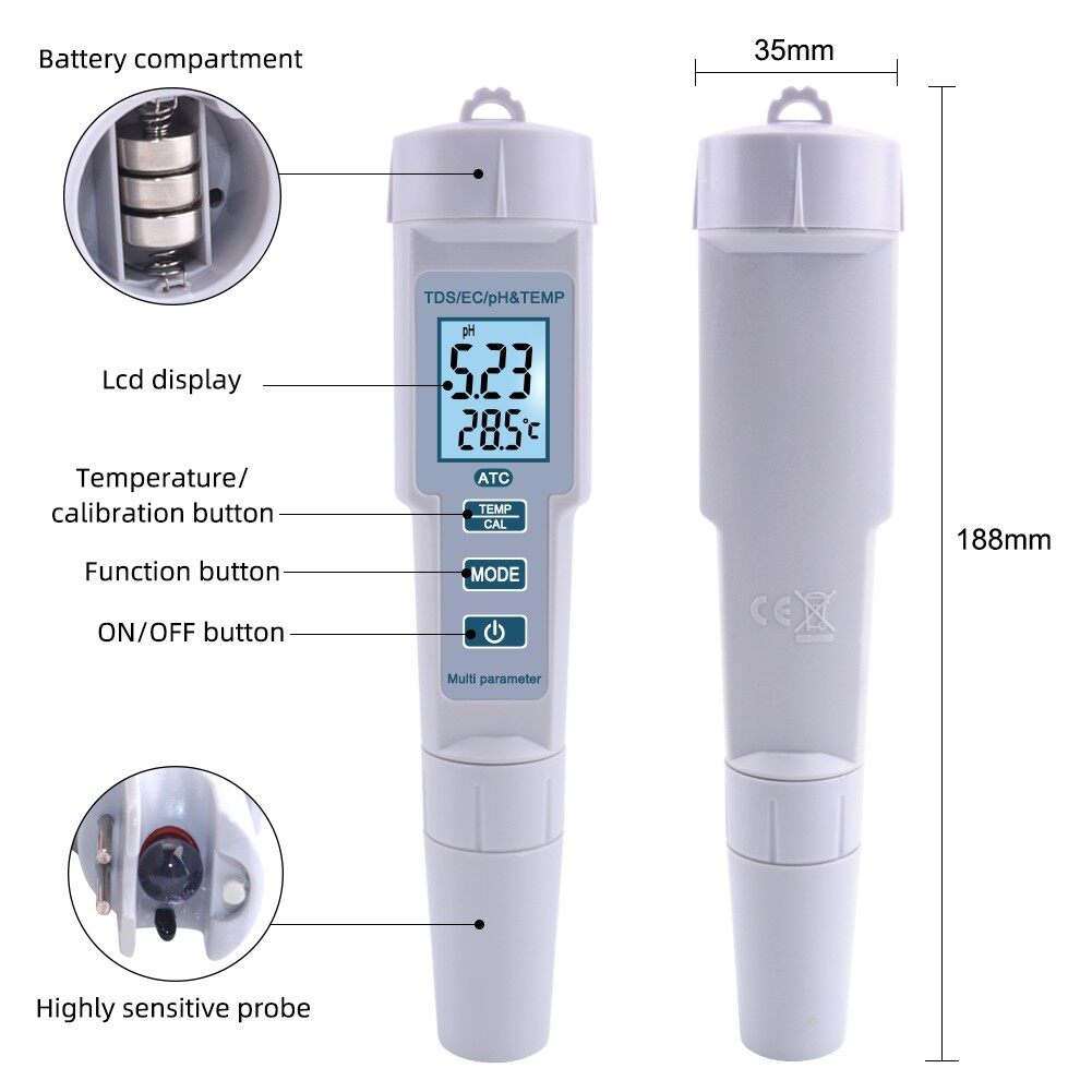 PH 686 New TDS PH Meter PH/TDS/EC/Temperature Meter Digital Water Quality Tester for Pools Drinking Water Aquariums Hardware - Ainna Store